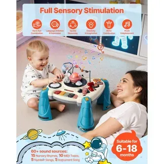 VEVOR Aktivitätstisch, Spieltisch inkl. 12 Spiele & 60 Klangquellen, Lerntisch mit Weltraumthema, Sanft Leuchtendem Sternenprojektor, Interaktiver Kindertisch, Entdeckertisch für Kinder ab 6 Monaten VEVOR Aktivitätstisch, Spieltisch inkl. 12 Spiele & 60 Klangquellen, Lerntisch mit Weltraumthema, Sanft Leuchtendem Sternenprojektor, Interaktiver Kindertisch, Entdeckertisch für Kinder ab 6 Monaten