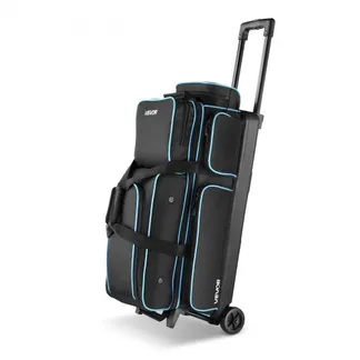 VEVOR Bowlingballtasche für 3 Bälle mit Doppelrollen & separatem Fach für Schuhe (bis US-Größe 16) & übergroßer Zubehörtasche, einziehbarer Griff lässt sich auf 105 cm ausziehen Schwarz + Blau VEVOR Bowlingballtasche für 3 Bälle mit Doppelrollen & separatem Fach für Schuhe (bis US-Größe 16) & übergroßer Zubehörtasche, einziehbarer Griff lässt sich auf 105 cm ausziehen Schwarz + Blau