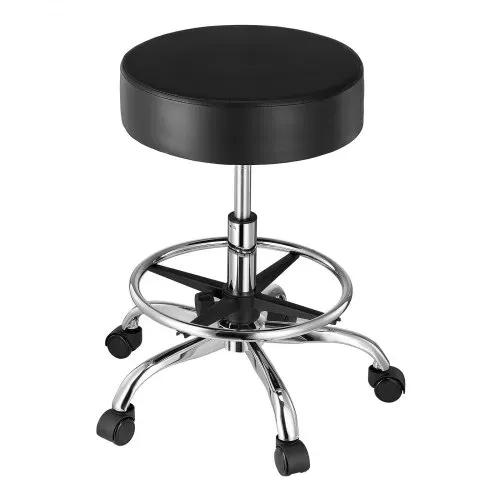 VEVOR Sattelhocker Rollhocker 204 kg belastbarer höhenverstellbarer (55-71 cm) Drehhocker Arbeitshocker mit Rückenlehne & Fußstütze, PU-Leder-Drehsattelstuhl für Salon Spa Massage Klinik Schwarz – Bild 10