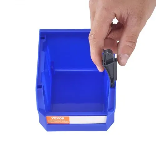 VEVOR Kunststoff-Aufbewahrungsbehälter (12,7 x 10,2 x 7,6 cm), hängender, stapelbarer Aufbewahrungsbehälter, blau/rot, 24er-Pack, robuste Stapelbehälter für die Organisation von Schränken, Küchen, Büros oder Vorratskammern – Bild 9