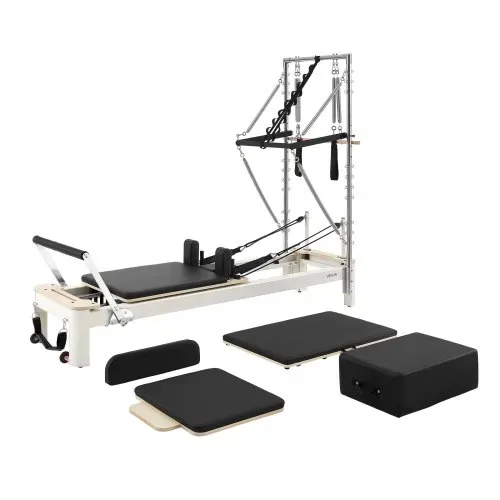 VEVOR Pilates Reformer mit Half Tower 2370x795x200 mm Aluminiumlegierung Ideal für Heimgebrauch & Fitnessstudio, bis 181 kg Belastbar, mit Jumpboard, Federn, Pilates-Box und Verstellbarer Kopfstütze – Bild 8