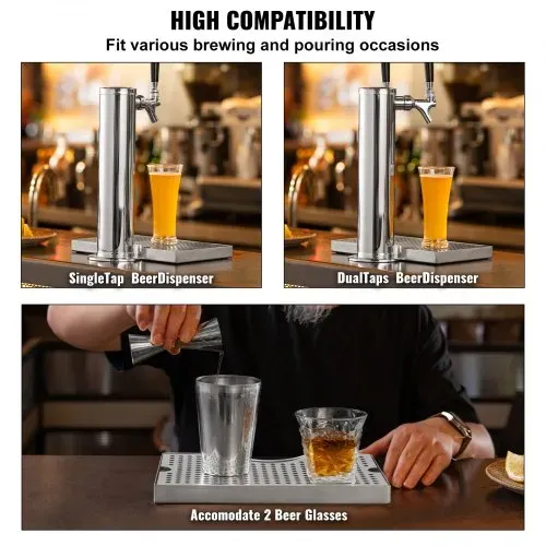 VEVOR 304 Edelstahl-Tropfschale, Bierabtropfschale mit 4 Rutschfesten Gummipads & Abnehmbarer Abdeckung, 300 x 180 x 25 mm Bar-Tropfschale Geeignet für Restaurants, Bars, Küchen, Café usw. – Bild 5