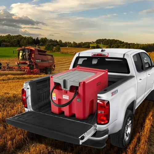 VEVOR Tragbarer Diesel-& Benzintank, 440 L, 45 L/min Durchflussrate, Dieselkraftstofftank mit 12 V Transferpumpe, 4 m Schlauch, automatische Betankungsdüse, Transfertank für Kraftstofftransport, Rot – Bild 7