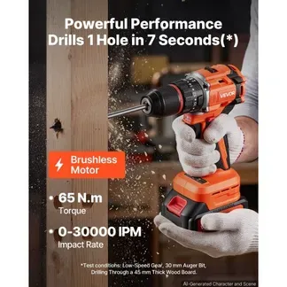 VEVOR Akku-Schlagbohrschrauber 20V 12,7mm 30.000IPM 500U/min/2.000 U/min, zum Bohren in Holz & Metall sowie zum Schrauben, 4000-mAh-Lithium-Ionen-Akku & Ladegerät, mit Ganzmetall-Bohrfutter, 65 Nm VEVOR Akku-Schlagbohrschrauber 20V 12,7mm 30.000IPM 500U/min/2.000 U/min, zum Bohren in Holz & Metall sowie zum Schrauben, 4000-mAh-Lithium-Ionen-Akku & Ladegerät, mit Ganzmetall-Bohrfutter, 65 Nm