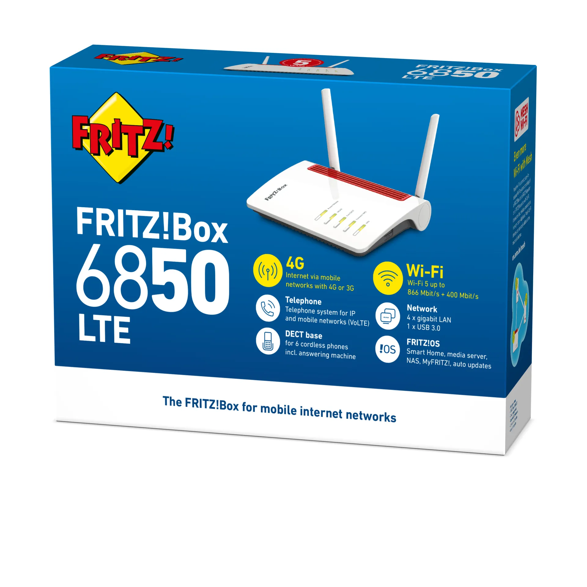 Box FRITZ! 6850 LTE WLAN-Router Gigabit Ethernet Dual-Band (2,4 GHz/5 GHz) 4G Weiß – Bild 7
