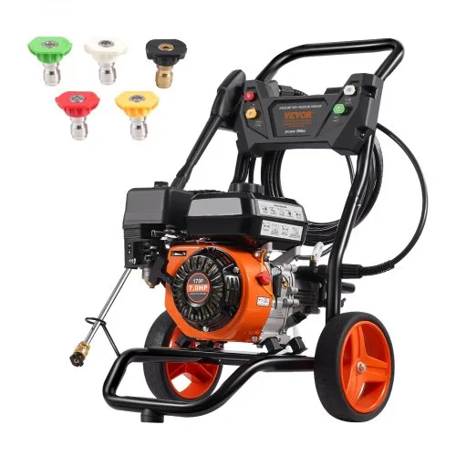 VEVOR Benzin-Hochdruckreiniger, 3400 PSI 2,6 GPM, Terrassenreinger 10 L/min mit Aluminiumpumpe, Hochdruckpistole & Verlängerungsstab, 5-Düsen-Set, für Autos, Zäune, Häuser, Terrassen, vertikal VEVOR Benzin-Hochdruckreiniger, 3400 PSI 2,6 GPM, Terrassenreinger 10 L/min mit Aluminiumpumpe, Hochdruckpistole & Verlängerungsstab, 5-Düsen-Set, für Autos, Zäune, Häuser, Terrassen, vertikal