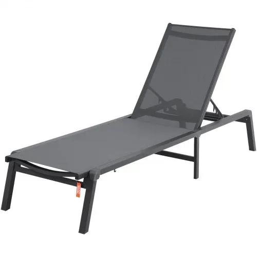 VEVOR Chaiselongue-Stühle für den Außenbereich, Aluminium-Terrassen-Liegestühle mit 5 verstellbaren Positionen, klappbare Pool-Liegestühle, Liegestühle und komplett flache Sonnenstühle für Terrasse, Strand, Pool, Dunkelgrau, 2 Stück – Bild 9