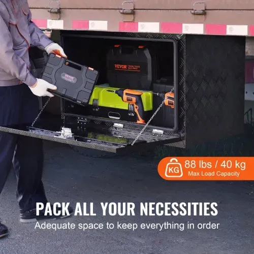 VEVOR Truckbox Werkzeugbox, Unterboden-Anhängerbox, Werkzeugkasten 914 x 610 x 610 mm Pickup-Aufbewahrungsbox, Aluminiumlegierung, 40 kg belastbarer Werkzeugkasten, abschließbare Aufbewahrungsbox – Bild 2