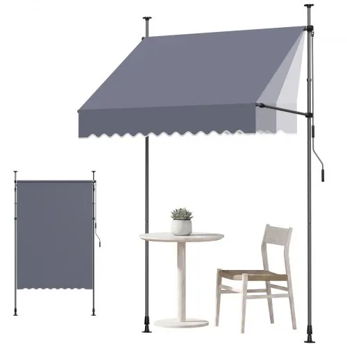 VEVOR Klemmmarkise 150 cm, Höhenverstellbare Markise mit Handkurbel, Terrassenmarkise UPF 80+ Sonnenschutz, Sonnenmarkise, Balkonmarkise, Ideal für Terrasse, Balkon & Garten, Dunkelgrau VEVOR Klemmmarkise 150 cm, Höhenverstellbare Markise mit Handkurbel, Terrassenmarkise UPF 80+ Sonnenschutz, Sonnenmarkise, Balkonmarkise, Ideal für Terrasse, Balkon & Garten, Dunkelgrau