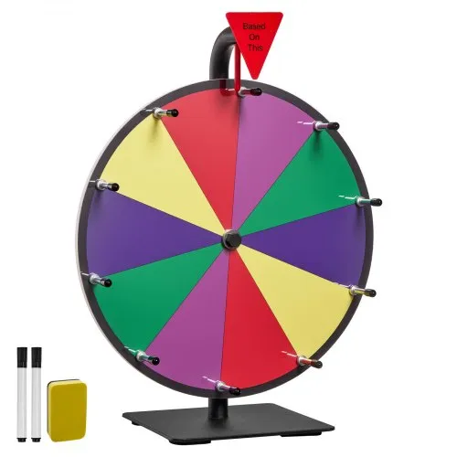 VEVOR Glücksrad Drehrad (305 mm) 10 Slots Glücksrad mit Ständer, Lotteriespiele Gewinn-Roulette mit Tafelschwamm & 2 Markern, 6 Farben, Spinning Prize Wheel ideal für Party Kneipe Messe VEVOR Glücksrad Drehrad (305 mm) 10 Slots Glücksrad mit Ständer, Lotteriespiele Gewinn-Roulette mit Tafelschwamm & 2 Markern, 6 Farben, Spinning Prize Wheel ideal für Party Kneipe Messe