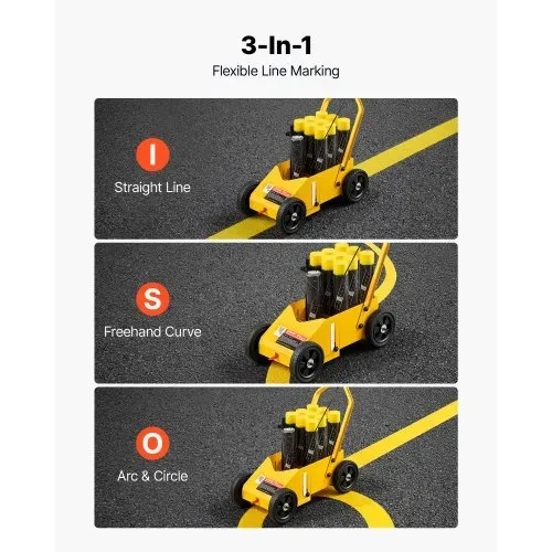 VEVOR Markierungswagen Linien-Markiergerät Linemarker 9 Spraydosen Gelb, Bodenmarkierung für Parkplatz Werkstatt Straße Einkaufszentrum Sportplatz 50–100 mm Einstellbare Linienbreite mit Adapterdüse – Bild 5