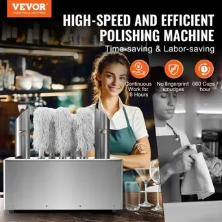VEVOR Gläserpoliermaschine Weinglas-Poliermaschine mit 8 Polierköpfen, 660 Tassen/h, elektrischer kommerzieller Glaspolierer für Sektgläser, Bierkrüge, Becher, perfekt für Bar, Restaurant VEVOR Gläserpoliermaschine Weinglas-Poliermaschine mit 8 Polierköpfen, 660 Tassen/h, elektrischer kommerzieller Glaspolierer für Sektgläser, Bierkrüge, Becher, perfekt für Bar, Restaurant
