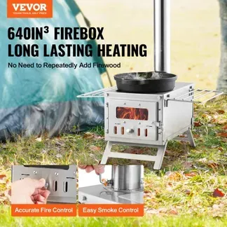 VEVOR Holzofen, 80 Zoll, Camping-Zeltofen aus Edelstahl, tragbarer Holzofen mit Kaminrohren und Handschuhen, 700 Zoll großer Feuerraum-Zeltofen zum Kochen und Heizen im Freien mit 8 Rohren VEVOR Holzofen, 80 Zoll, Camping-Zeltofen aus Edelstahl, tragbarer Holzofen mit Kaminrohren und Handschuhen, 700 Zoll großer Feuerraum-Zeltofen zum Kochen und Heizen im Freien mit 8 Rohren