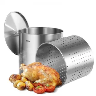 VEVOR Suppentopf Edelstahl, 94,6 L Kochtöpfe Großraumtopf, Kochgeschirr-Saucentopf mit Korb & Deckel & Griff, Suppentopf in Handelsqualität, Schleifbehandlung, zum Dämpfen Kochen oder Braten VEVOR Suppentopf Edelstahl, 94,6 L Kochtöpfe Großraumtopf, Kochgeschirr-Saucentopf mit Korb & Deckel & Griff, Suppentopf in Handelsqualität, Schleifbehandlung, zum Dämpfen Kochen oder Braten