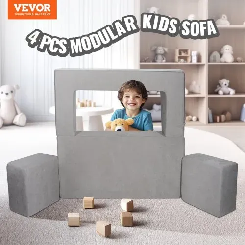 VEVOR Spielsofa Kindersofa aus Chenille-Stoff Bausteine 4-teilig, Kinderspielsofa mit abnehmbarem Bezug 90 kg belastbar, umwandelbares Kindersofa Spielzimmermöbel zum Schlafen Lesen Dunkelgrau VEVOR Spielsofa Kindersofa aus Chenille-Stoff Bausteine 4-teilig, Kinderspielsofa mit abnehmbarem Bezug 90 kg belastbar, umwandelbares Kindersofa Spielzimmermöbel zum Schlafen Lesen Dunkelgrau