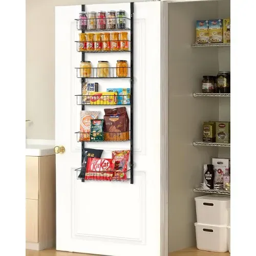 VEVOR Vorratsschrank Speisekammer-Organizer Aufbewahrung über der Tür, 6-stufige Gewürzregale zum Aufhängen aus Stahl, verstellbare Lagerregale für die Wand, für Zuhause Küche Badezimmer, schwarz VEVOR Vorratsschrank Speisekammer-Organizer Aufbewahrung über der Tür, 6-stufige Gewürzregale zum Aufhängen aus Stahl, verstellbare Lagerregale für die Wand, für Zuhause Küche Badezimmer, schwarz