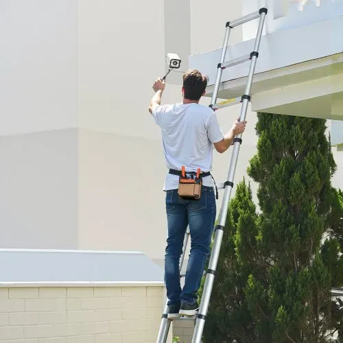VEVOR Teleskopleiter 3740 mm, Aluminium-Klappleiter mit Einhand-Einzug, Mehrzweckleiter, belastbar bis 150 kg, Stehleiter, Haushaltsleiter, Außenleiter, für Haus, Garten & Dachboden – Bild 7