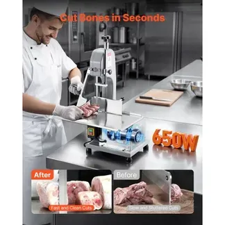 VEVOR Kommerzielle elektrische Fleischbandsäge Knochenschneidemaschine, 650 W Tisch-Knochensäge, 315 x 460 mm Werkbank, Gefrierfleischschneider für Schweinefleisch Rindfleisch Silber VEVOR Kommerzielle elektrische Fleischbandsäge Knochenschneidemaschine, 650 W Tisch-Knochensäge, 315 x 460 mm Werkbank, Gefrierfleischschneider für Schweinefleisch Rindfleisch Silber