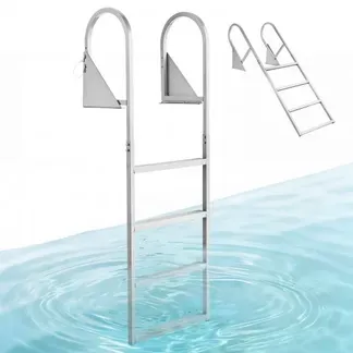 VEVOR Dockleiter Klappbar, Bootsleiter mit 4 Rutschfesten Stufen Breite Pedale & Handlauf, Poolleiter mit 159 kg Tragkraft aus Aluminiumlegierung, Einstiegsleiter für Docks Pools Seen Boote, Silber VEVOR Dockleiter Klappbar, Bootsleiter mit 4 Rutschfesten Stufen Breite Pedale & Handlauf, Poolleiter mit 159 kg Tragkraft aus Aluminiumlegierung, Einstiegsleiter für Docks Pools Seen Boote, Silber