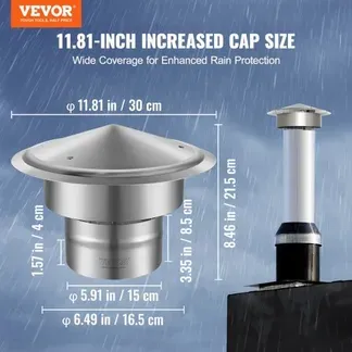 VEVOR Schornsteinabdeckung Edelstahl 304 Kaminhaube 300x300x220mm Kaminabdeckung Regenhaube Schornsteinhaube Φ150 mm Plattendurchmesser Kaminhut kompatibel mit verschiedenen Schornsteintypen VEVOR Schornsteinabdeckung Edelstahl 304 Kaminhaube 300x300x220mm Kaminabdeckung Regenhaube Schornsteinhaube Φ150 mm Plattendurchmesser Kaminhut kompatibel mit verschiedenen Schornsteintypen