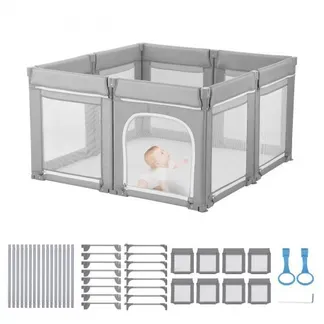 VEVOR Baby Laufstall, 120 x 120 cm, Spielstall, Spielplatz mit Reißverschlusstür und weichem, atmungsaktivem Netz, lückenloses Aktivitätszentrum für Kleinkinder von 6–24 Monaten VEVOR Baby Laufstall, 120 x 120 cm, Spielstall, Spielplatz mit Reißverschlusstür und weichem, atmungsaktivem Netz, lückenloses Aktivitätszentrum für Kleinkinder von 6–24 Monaten