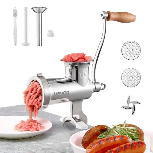 VEVOR manuelle Fleischmühle, alle Teile Edelstahl, handbetriebene Fleischmahlmaschine mit Tischklemme, 2 Schleifplatten & Wurstfüller, ideal für Zuhause Küche Restaurant Metzgergeschäft VEVOR manuelle Fleischmühle, alle Teile Edelstahl, handbetriebene Fleischmahlmaschine mit Tischklemme, 2 Schleifplatten & Wurstfüller, ideal für Zuhause Küche Restaurant Metzgergeschäft
