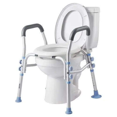 VEVOR Toilettensitzerhöhung Toilettenerhöhung mit Armlehnen & 136 kg Tragkraft & 4 Beinen, höhenverstellbarer erhöhter Toilettensitz mit Spritzschutz für ältere Menschen Senioren Schwangere – Bild 10