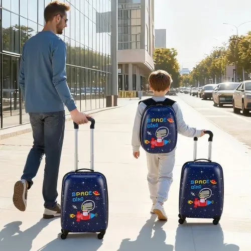 VEVOR 2 tlg. Kinderkoffer Set, 457,2 mm, Hartschalenkoffer mit Rollen & Rucksack, Kindertrolley, Kids Suitcase, perfekte Geschenke für Jungen & Mädchen, praktisch für Reisen & Fliegen (Dinosaurier) – Bild 7