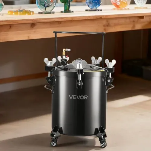 VEVOR Druckbehälter, 40 L Drucktank aus Stahl mit 3 Schnellkupplungen (EU/AU/US) für Heimgebrauch Heimwerkerarbeiten Kunstkreationen, Behälter mit großem Durchmesser & 4 Rollen – Bild 7