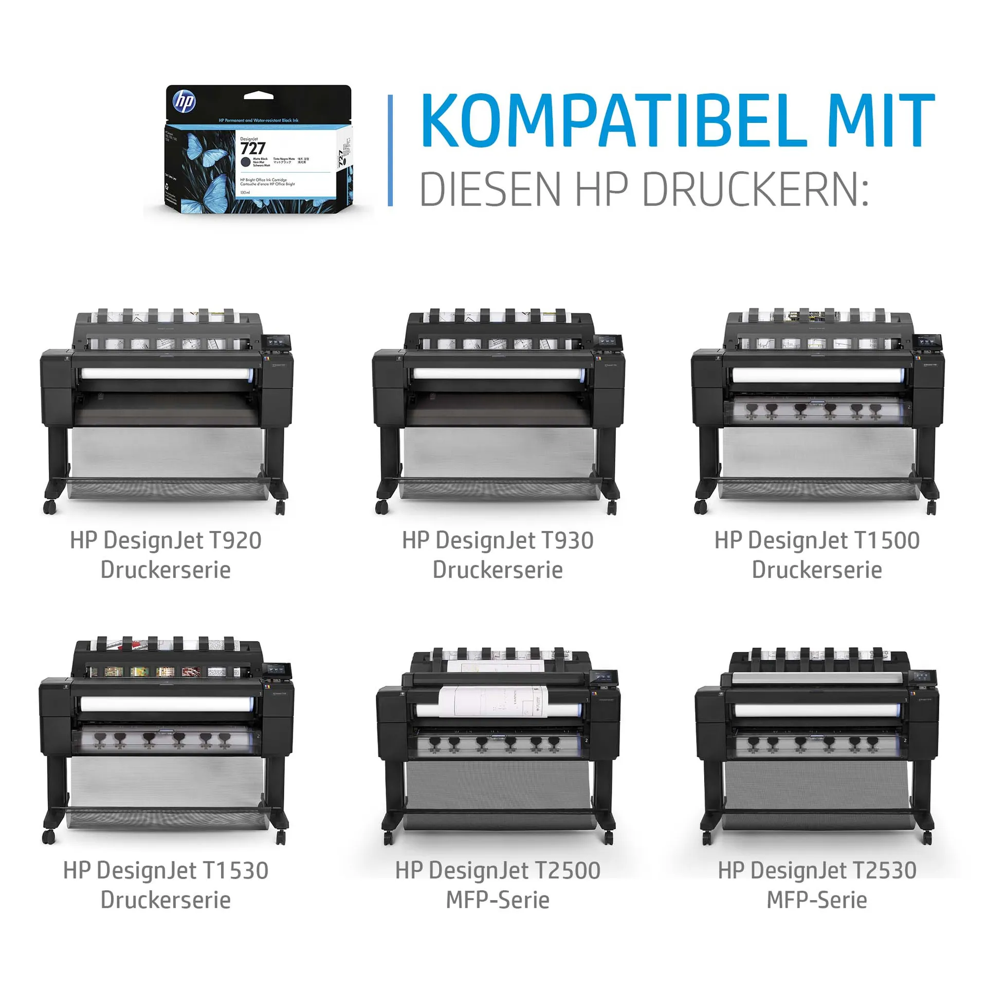 HP 727 Grau DesignJet Tintenpatrone, 300 ml – Bild 2