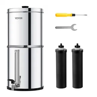 VEVOR Schwerkraft Wasserfiltersystem Edelstahl Arbeitsplattensystem 7+8,5L Wasserfiltrationssystem, reduziert Blei und bis zu 99 % Chlor, mit 2 Kohlefiltern und Wasserstandshahn, Camping Wohnmobil VEVOR Schwerkraft Wasserfiltersystem Edelstahl Arbeitsplattensystem 7+8,5L Wasserfiltrationssystem, reduziert Blei und bis zu 99 % Chlor, mit 2 Kohlefiltern und Wasserstandshahn, Camping Wohnmobil