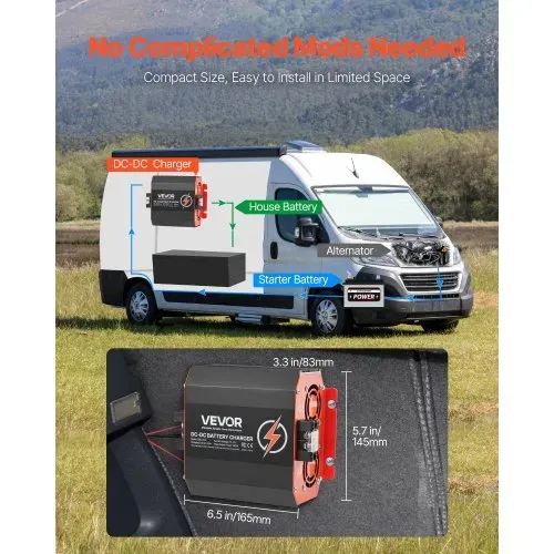 VEVOR 12 V 20 A DC/DC-Ladegerät, 250 W, Ideal für Blei-Säure-, Lithium-, AGM-, GEL- und Nassbatterien, intelligentes mehrstufiges Laden, für Wohnmobile, Nutzfahrzeuge, Boote, Yachten – Bild 5