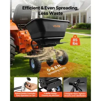 VEVOR Streuwagen 38,6 kg Fassungsvermögen, Schleuderstreuer Anhängestreuer 3 m Streubreite, Streuanhänger mit 25,4 cm Reifen, einstellbare Streumenge, Rasenstreuer für Saatgut, Dünger & Streusalz VEVOR Streuwagen 38,6 kg Fassungsvermögen, Schleuderstreuer Anhängestreuer 3 m Streubreite, Streuanhänger mit 25,4 cm Reifen, einstellbare Streumenge, Rasenstreuer für Saatgut, Dünger & Streusalz