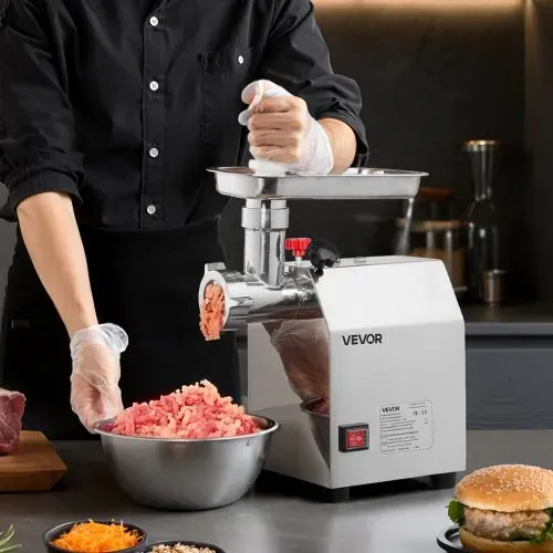 VEVOR elektrischer Fleischwolf mit 2,3 kg/min Kapazität, industrieller 600 W Tisch-Fleischwolf mit Klinge & Mahlplatte, Wurstmaschine, kommerzieller Fleischwolf aus Edelstahl für Küche Restaurant – Bild 7