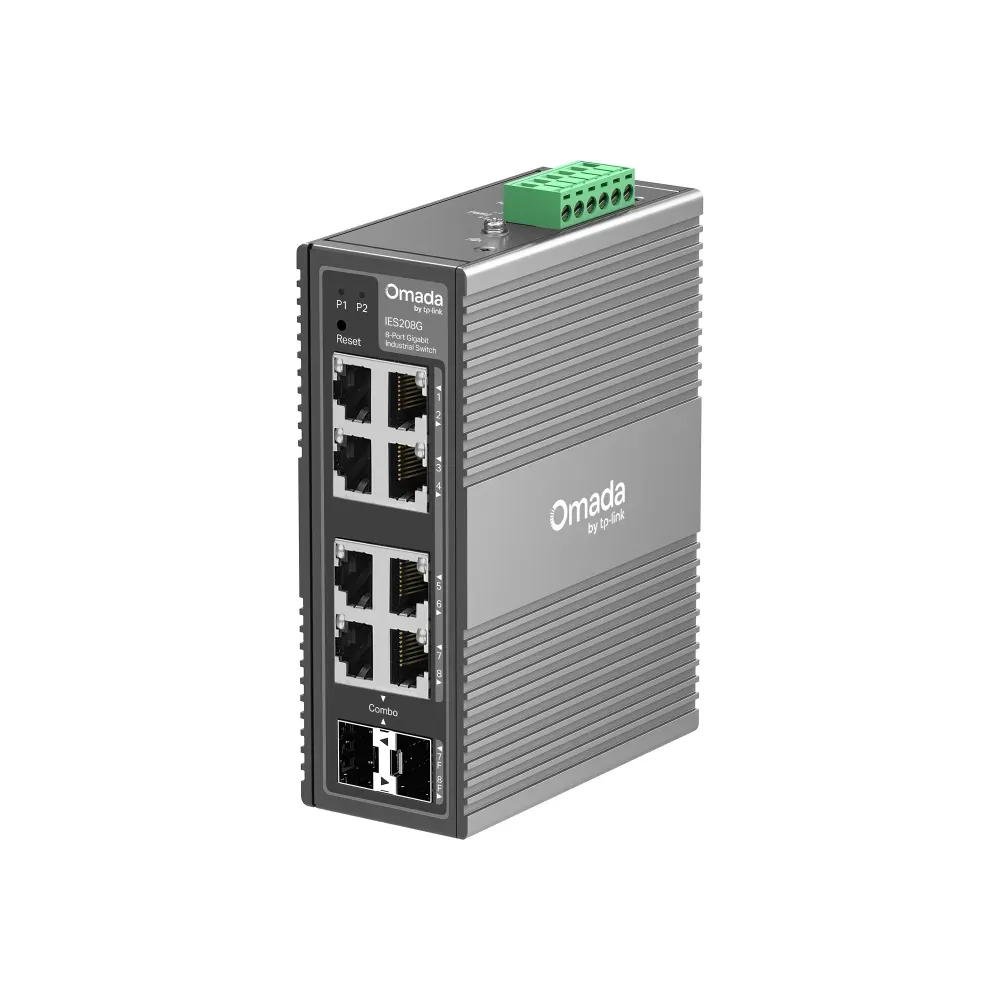 TP-Link Switch Easy Managed Layer 2 8 Port • 8x 10/100/1000 Mbps • PoEBudget 70 Watt • Lüfterlos • Omada SDN • Modell: IES208G(UN) TP-Link Switch Easy Managed Layer 2 8 Port • 8x 10/100/1000 Mbps • PoEBudget 70 Watt • Lüfterlos • Omada SDN • Modell: IES208G(UN)