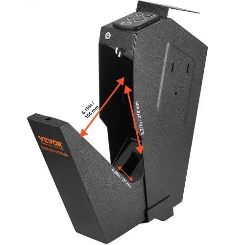 VEVOR Waffentresor Pistolentresor Wandmontiert, 1 Pistole Pistolentresor Fingerabdruck, Schlüssel oder Passwort Waffensafe Kaltgewalzter Stahl, 370 x 190 x 86 mm Waffenschrank Wandtresor – Bild 8