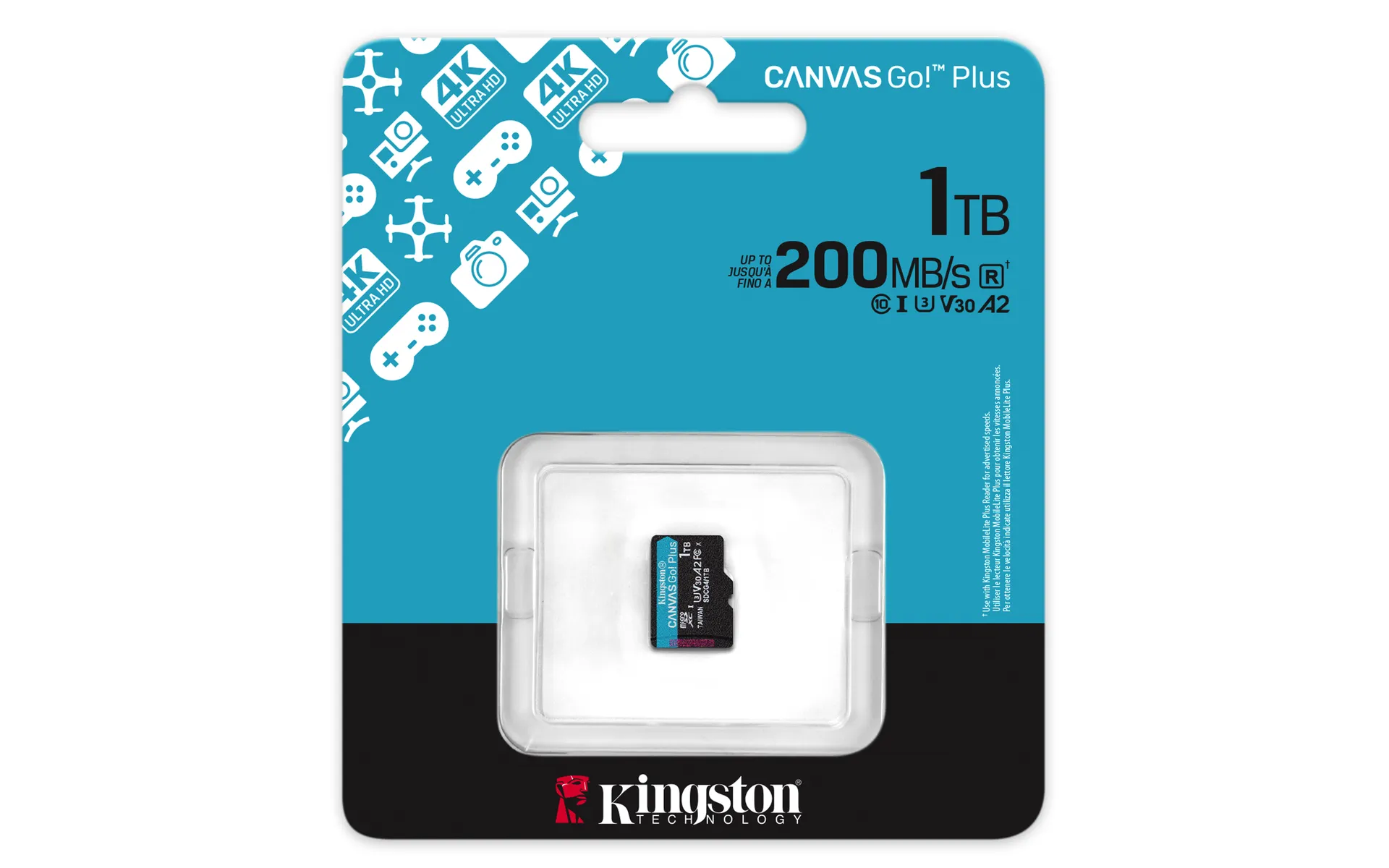 Kingston Technology 1TB microSDXC Canvas Go Plus Gen4 200R A2 U3 Einzelpaket ohne ADP – Bild 3