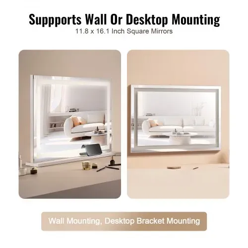 VEVOR Hollywood Schminkspiegel, Kosmetikspiegel mit 3 Farbbeleuchtungsmodi, Schminkspiegel mit LEDs, 5-fache Vergrößerung, USB-Anschluss, Smart-Touch-Steuerung, Wandmontage auf Schreibtisch, 797x547mm – Bild 3