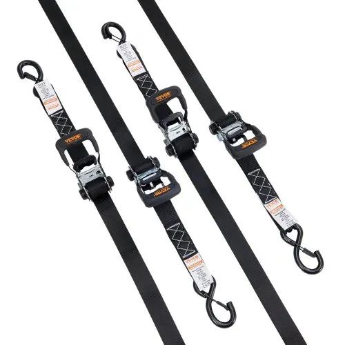 VEVOR 4er-Set Spanngurt 0,04 x 2,4 m Zurrgurt 2362 kg Ratschenzurrgurt Polyester-Gurt und Kohlenstoffstahl-Haken Befestigungsgurt Ratschenspanngurt Ideal für Motorräder Fahrräder Kajaks UTV Boote ATV – Bild 8