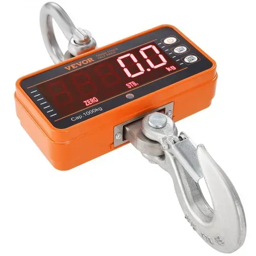 VEVOR Digitale Hängewaage 9 bis 1000kg Kranwaage lbs/kg/N Zugwaage 0,2kg Genauigkeit Wildwaage Industriewaage LED-Display Hängende Waage Mini tragbare Waage mit Fernbedienung 9 Funktionen – Bild 10