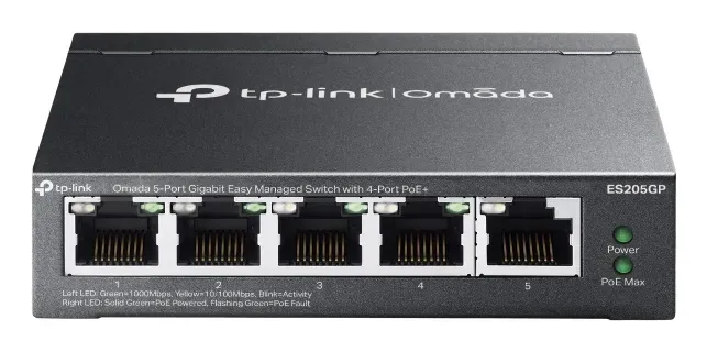 TP-Link Omada ES205GP Netzwerk-Switch Managed Gigabit Ethernet (10/100/1000) Power over Ethernet (PoE) Schwarz TP-Link Omada ES205GP Netzwerk-Switch Managed Gigabit Ethernet (10/100/1000) Power over Ethernet (PoE) Schwarz