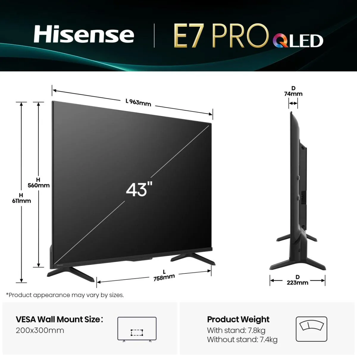 Hisense QLED Smart TV 43E77Q PRO ČR – Bild 2