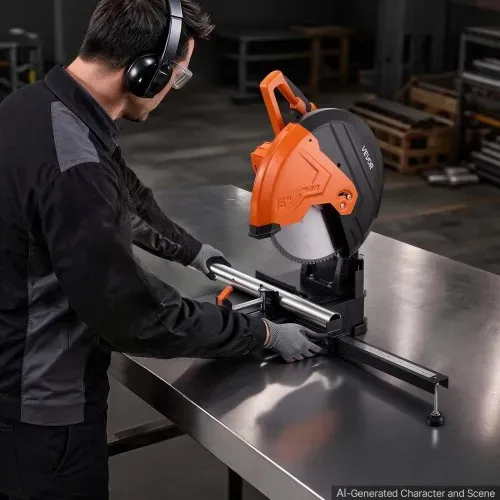 VEVOR Metalltrennsäge Kappsäge 406,4mm Trennscheibe 3kW Motor Gehrungssäge, zum Schneiden von Metall, Einstellbarer Winkel von -45° bis 45°, Trockenschneiden, mit Verstärktem Klingenschutz & Skala – Bild 7