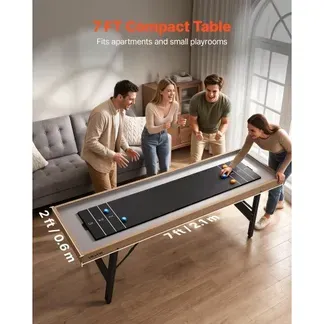 VEVOR Shuffleboard-Tisch 2,1 m mit 8 Pucks Tischcurling-Spiel 2 in 1 Tragbar, Glatte Spielfläche für Flüssiges und Schnelles Puckspiel, Klappbare Beine für das Familien-Spielzimmer zu Hause VEVOR Shuffleboard-Tisch 2,1 m mit 8 Pucks Tischcurling-Spiel 2 in 1 Tragbar, Glatte Spielfläche für Flüssiges und Schnelles Puckspiel, Klappbare Beine für das Familien-Spielzimmer zu Hause