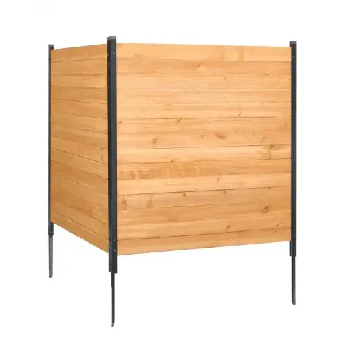 VEVOR Sichtschutzzaun Holz, 1100x982 mm, 2 Paneele, Lamellenzaun für Klimaanlagen, Umzäunung für Poolausrüstung mit Metallpfählen, Gartenzaun, Mülltonnenversteck für Außenbereich als Gartendekoration – Bild 9