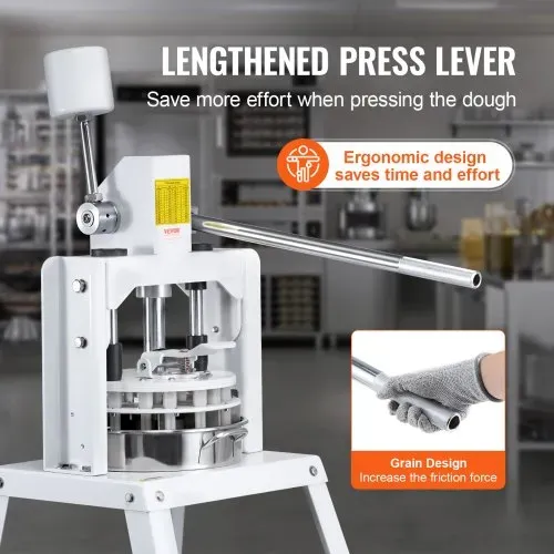 VEVOR Teigteiler 10-teilige manuelle Teigteilermaschine, 120–560 g vertikaler Handpresse-Teigschneider mit Tablett und Klinge aus 304er-Edelstahl, Brotbackautomat für Bäckerei, Restaurant, Gewerbe – Bild 4