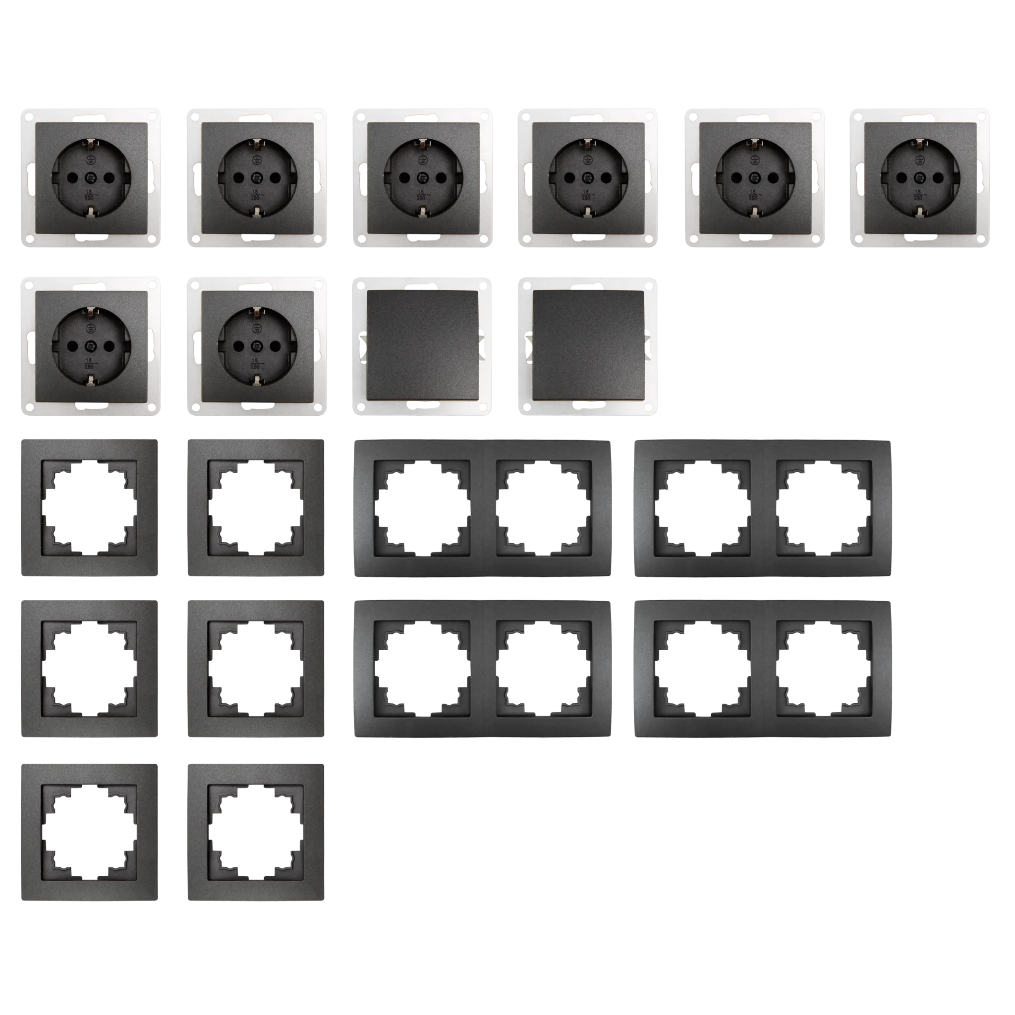Schalter und Steckdosen Set McPower Flair ''Standard'' 20-teilig, anthrazit – Bild 3