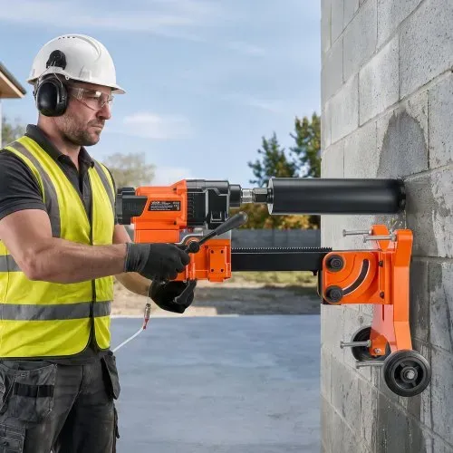 VEVOR Diamant Kernbohrmaschine 3000 W Kernbohrgerät Trocken/Nass 20-305 mm, für Beton Ziegel Keramikfliesen Asphalt Marmor, 12 Bohrer Neigbarer Ständer & Fahrgestell 1000/550 U/min, UNC1 1/4–7 Gewinde – Bild 7