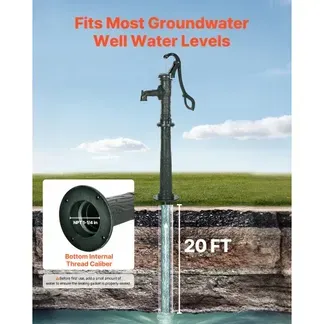 VEVOR Schwengelpumpe Antik Vintage, 6 m Förderhöhe, Nostalgiepumpe aus Gusseisen, Brunnenpumpe mit erhöhtem Sockel, NPT 1-1/4 Zoll Anschluss, Gartenpumpe, für Garten, Teich, Hof, Bauernhof, Grün VEVOR Schwengelpumpe Antik Vintage, 6 m Förderhöhe, Nostalgiepumpe aus Gusseisen, Brunnenpumpe mit erhöhtem Sockel, NPT 1-1/4 Zoll Anschluss, Gartenpumpe, für Garten, Teich, Hof, Bauernhof, Grün