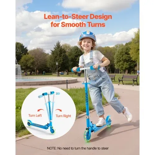 VEVOR Scooter (2 Räder) für Kinder ab 3 Jahren, Cityroller Kinderroller mit leuchtenden Rädern & höhenverstellbarem Lenker & rutschfestem Deck & faltbarem Rahmen, Tretroller bis zu 50 kg, Blau – Bild 3